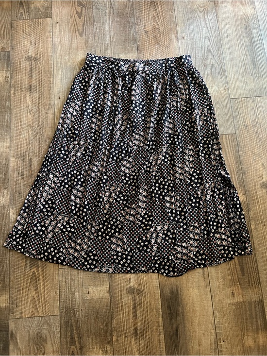 Orvis Dresses & Skirts - Orvis Indie Vintage Black Midi Skirt with Pink Floral Dots